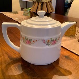 Vintage 1930s hall, Dripolator pink rose garden coffee pot